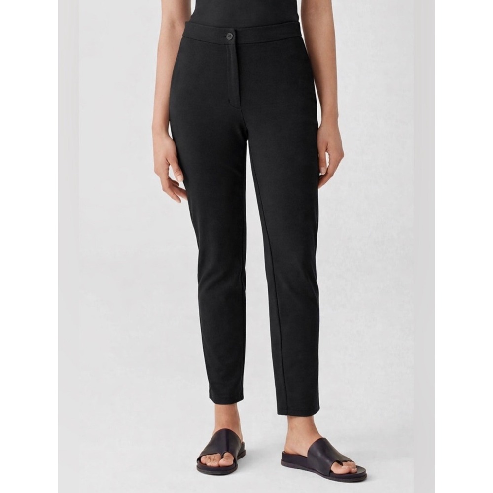 Eileen Fisher Stretch Ankle Pants Tapered Black 1X Elastic Waist Pocket